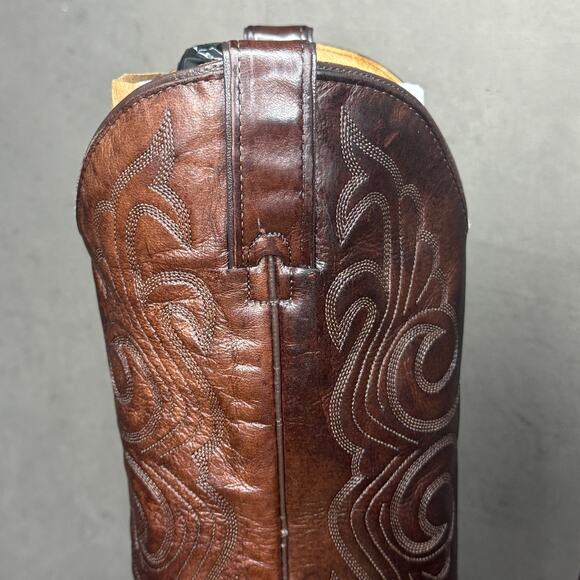 Vintage Wrangler USA Brown Leather Cowboy Western Boots Men\'s 9D main image 5